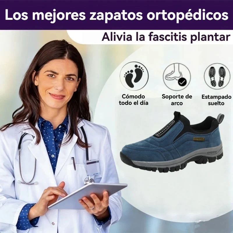 🎁 Zapatillas de senderismo ortopédicas de moda — Ante cosido a mano 👟 Impermeables y antideslizantes ✅ Soporte para el arco del pie — Caminar cómodamente.