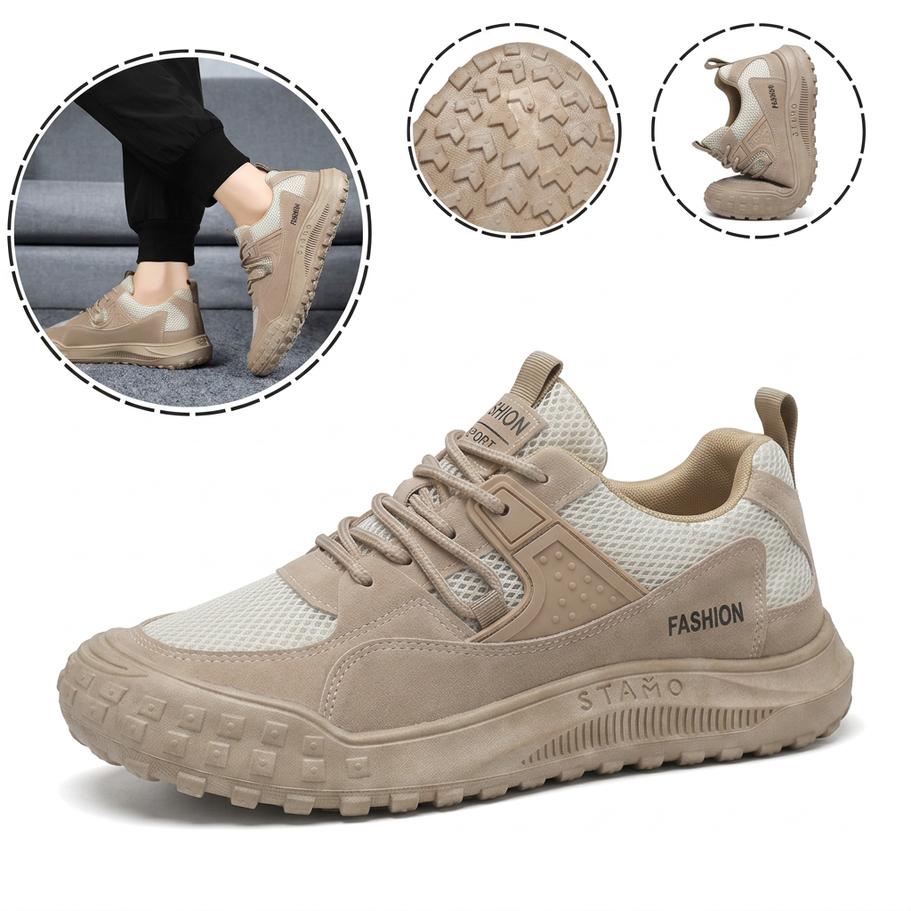 (🔥 50% de descuento - ¡No te lo pierdas!) Zapatos de Exterior FOSTCARD para Hombre | Soporte de Arco Avanzado, Gamuza Antideslizante y Confort Total