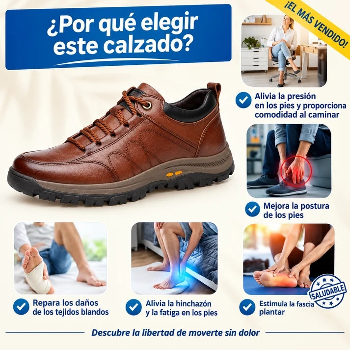 🎁Último día para un 50% de descuento, ¡no te lo pierdas!⏰Hecho de piel de becerro australiana🐂Soporte para el pie: alivia el dolor de pies✅Impermeable y antideslizante, cómodo para caminar.